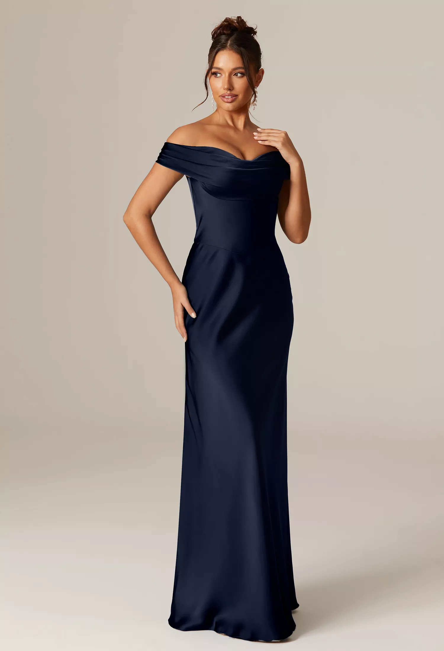 AW Ayesha Dark Navy  Long Bridesmaid Dresses